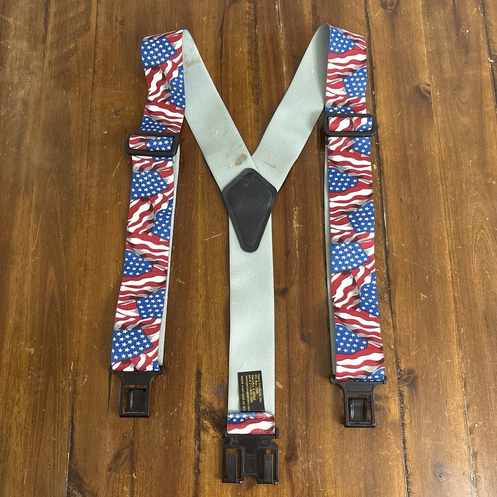 Perry Suspenders 2 Inch Original 48 Inch Length USA Flag Patriotic Made In USA